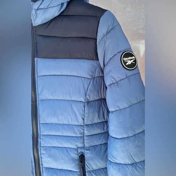 Reebok Women’s Long Length Quilted Puffer Parka Coat Blue - Picture 3 of 10